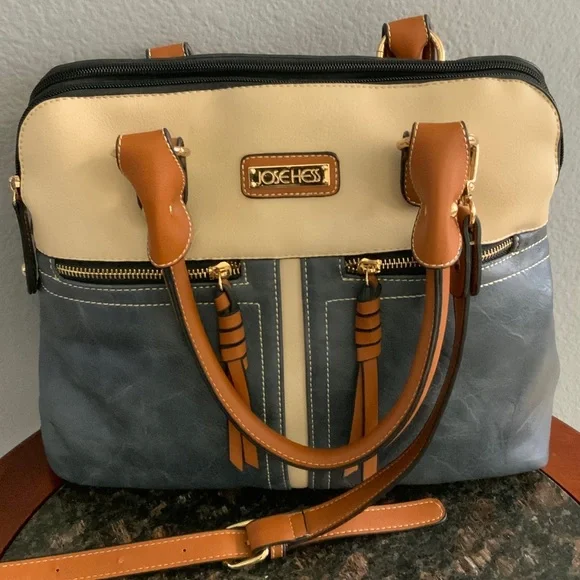 Blue and Tan Satchel Bag - Picture 8 of 15
